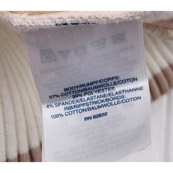 Lands End Womens Cotton Blend Zip-Up Bomber Jacket XL Beige & White Stripes - Picture 3 of 5